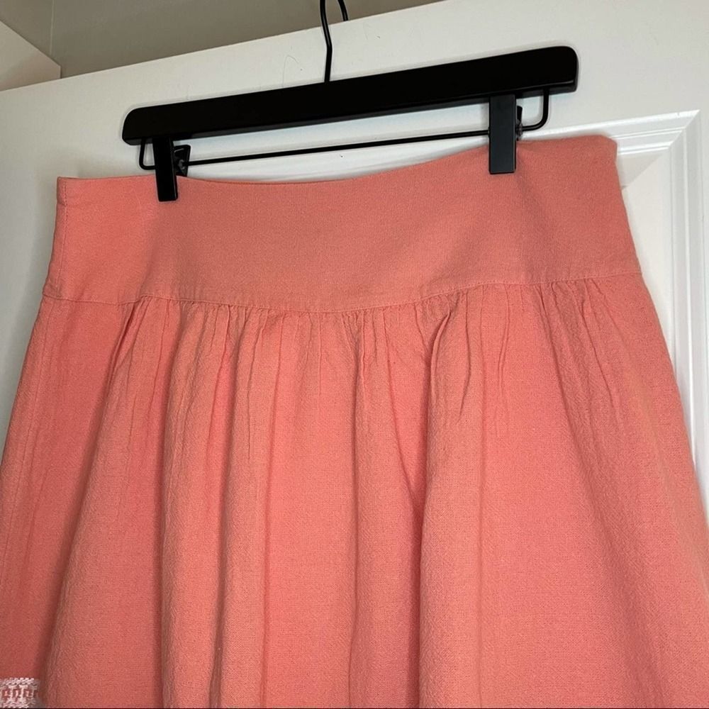 De Collection Peach Embroidered Cotton A-line Skirt size Large - Picture 3 of 12